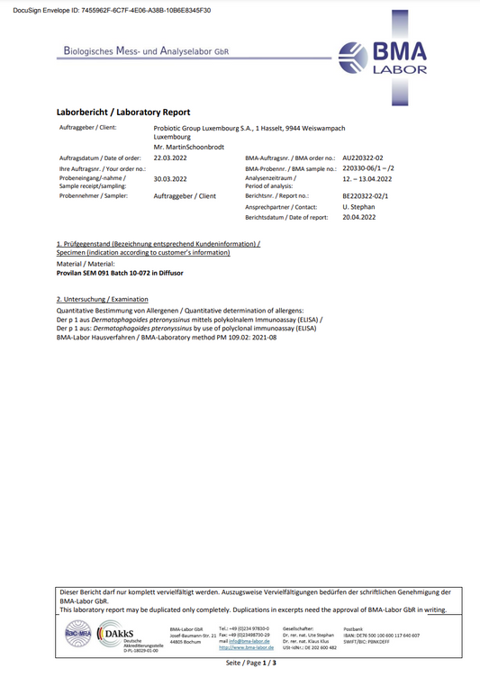 Probiotic Air Optimiser Diffuser Test - Dust Mite