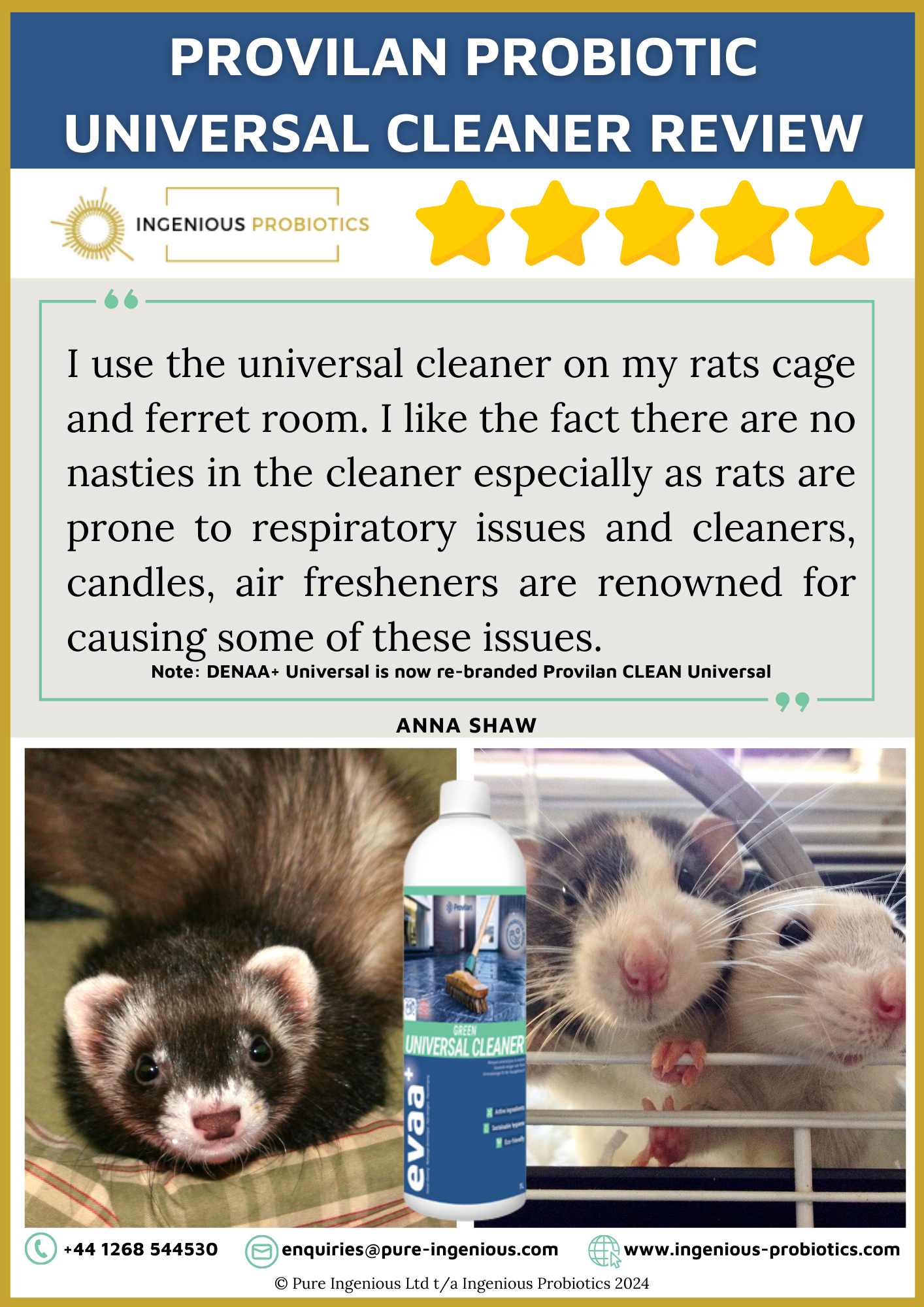 Probiotic Universal Cleaner - Rats and Ferrets Cage | Ingenious Probiotics