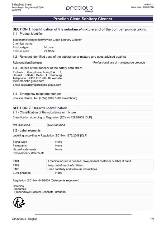 Provilan Clean Sanitary Cleaner RTU