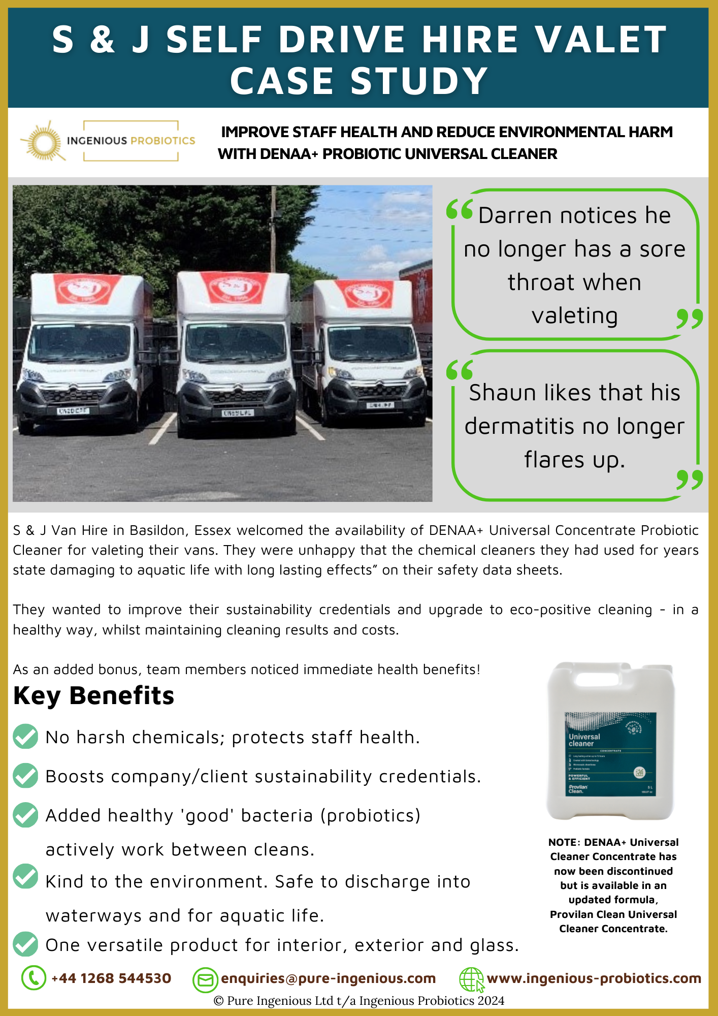 Probiotic Cleaning Boosts Staff Wellness for Van Hire Company | Ingenious Probiotics