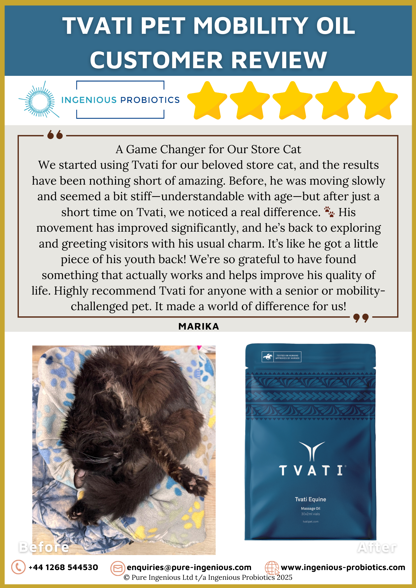 Tvati Pet - Senior Cat with Mobility Issues | Ingenious Probiotics