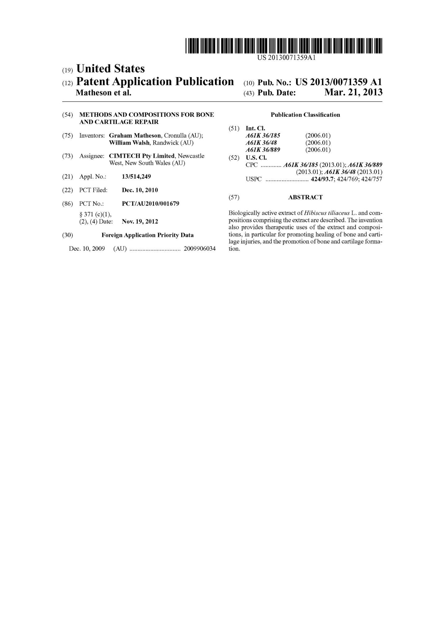 United States Patent Application | Ingenious Probiotics