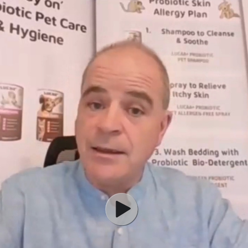 Joe Flanagan discussing topical probiotics for pet care and home cleaning in an educational video