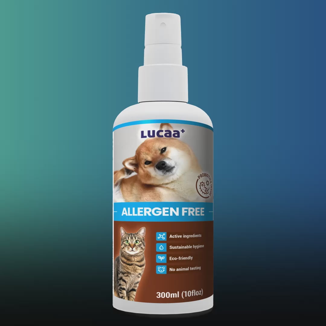 360 degree view of LUCAA+ Probiotic Allergen-Free spray for dogs and cats