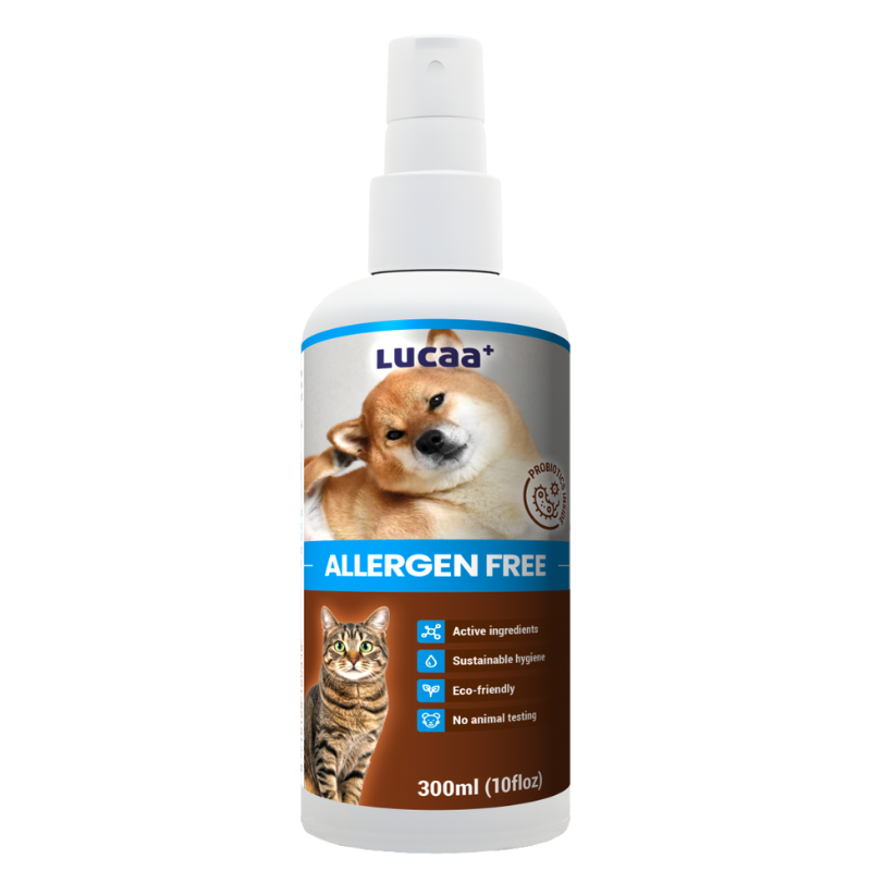probiotic allergy prevention spray for pets that reduces environmental allergens such as pollen and dust mites